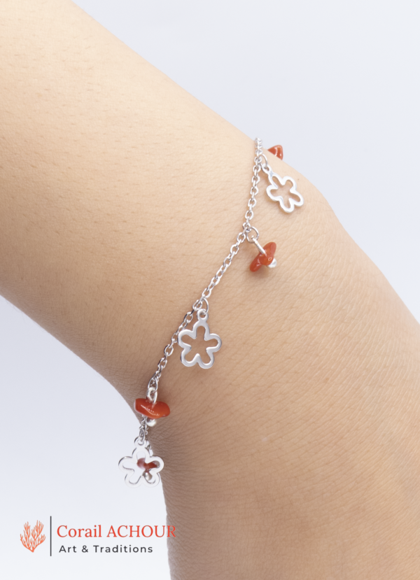 Bracelet en Corail rouge 0012 et argents