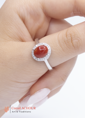 Bague en Argent 925 et Corail rouge 0166