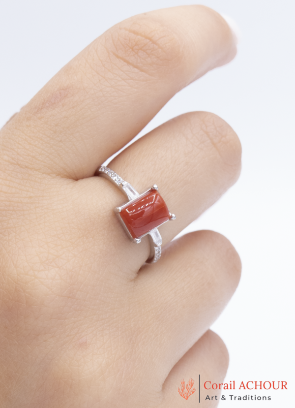 Bague en Argent 925 et Corail rouge 0182