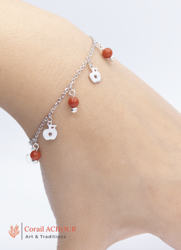 Bracelet en Corail rouge 0019 et argent