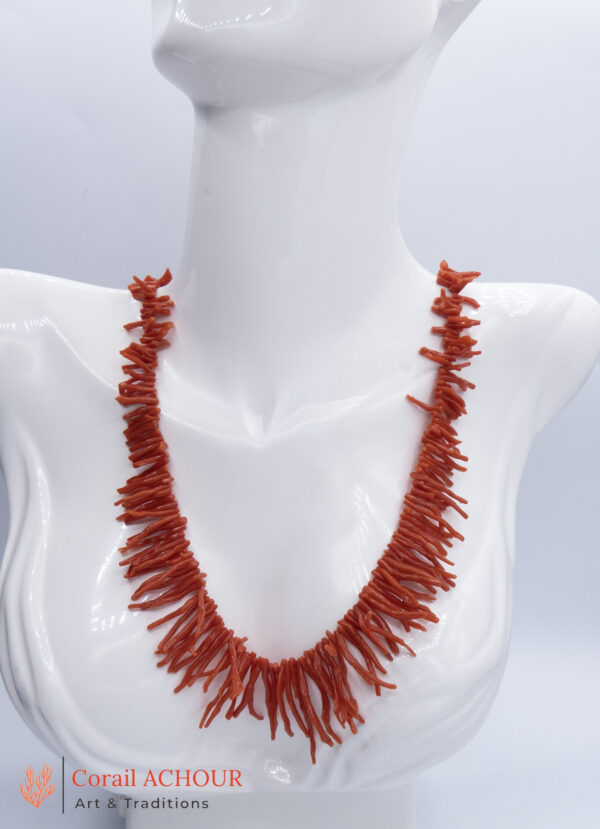 Collier en Corail rouge frange – Image 2