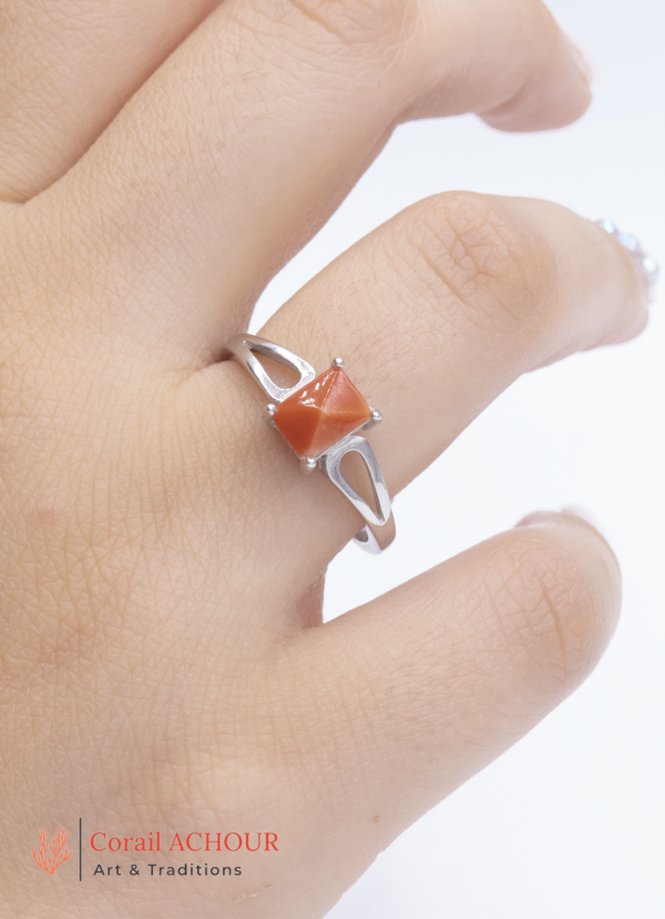 Bague en Argent 925 et Corail rouge 021 ST