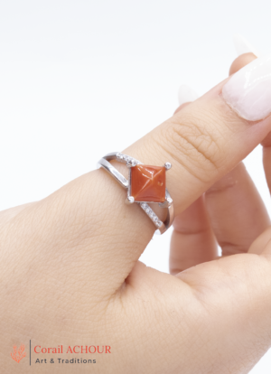 Bague en Argent 925 et Corail rouge 029 SSQ