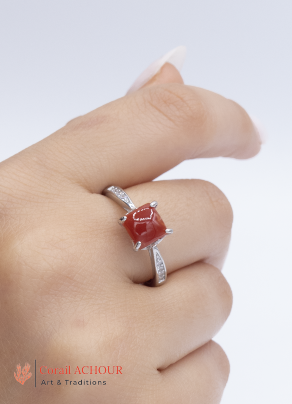 Bague en Argent 925 et Corail rouge 031 SW