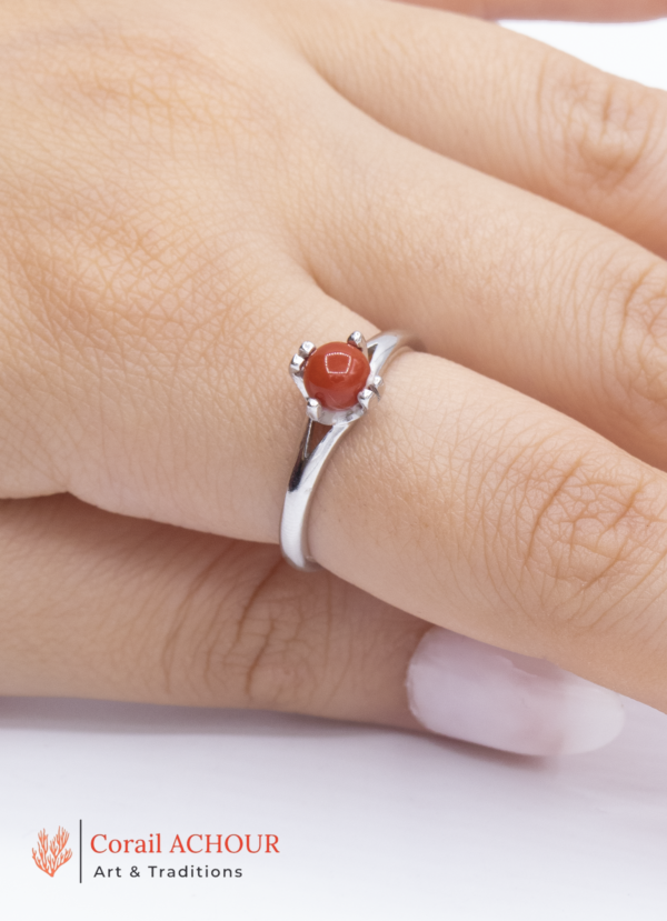 Bague en Argent 925 et Corail rouge 034 DS