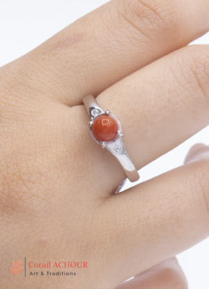 Bague en Argent 925 et Corail rouge 035 RD