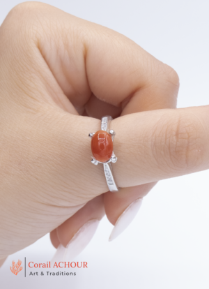 Bague en Argent 925 et Corail rouge 036 DA