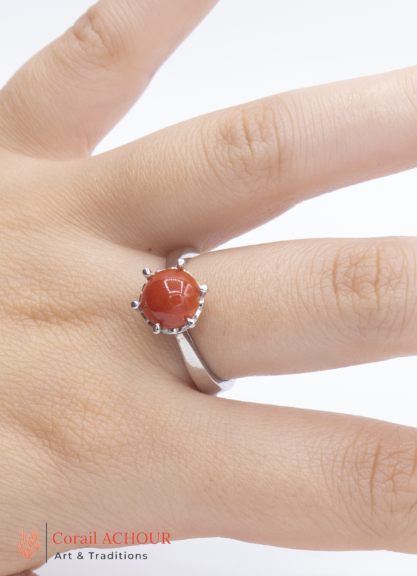 Bague en Argent 925 et Corail rouge 043 yt