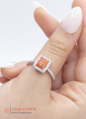 Bague en Argent 925 et Corail rouge 052 ff