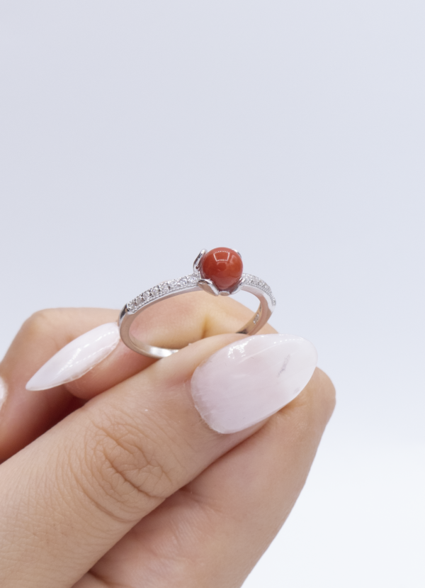 Bague en Argent 925 et Corail rouge 053 – Image 3