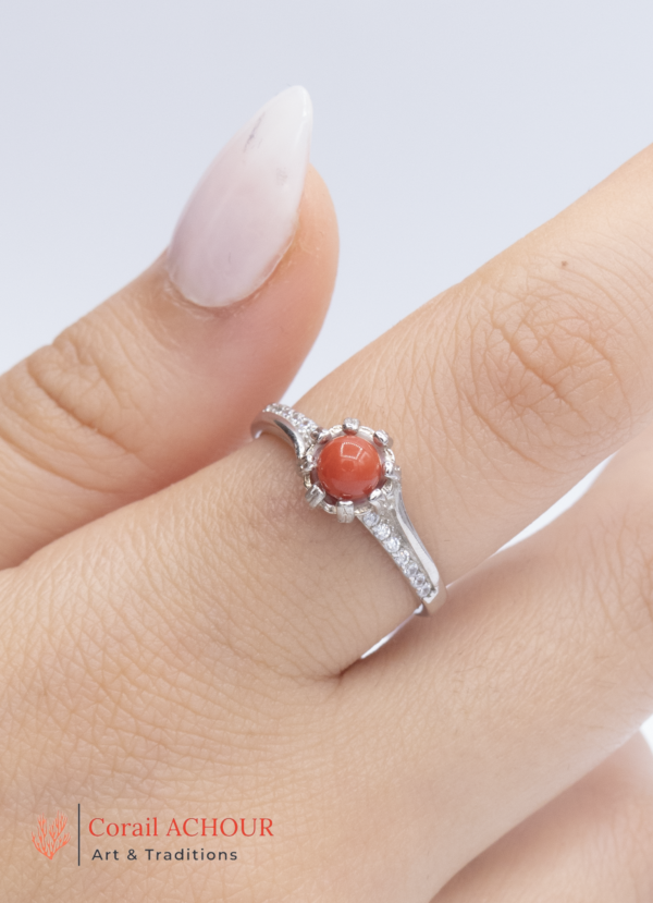 Bague en Argent 925 et Corail rouge 054 fd