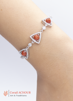 Bracelet en Corail rouge 0009 et argent