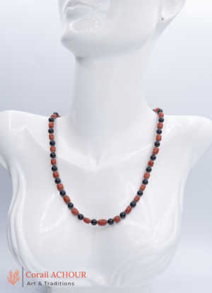 très belle chaine Collier en Corail rouge bille Bl31