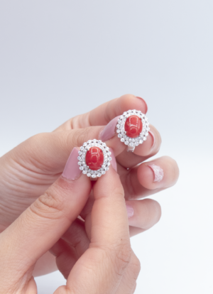 trs belle Boucles d'Oreilles en Corail rouge véritable BO 009