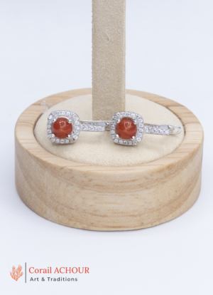 trs belle Boucles d'Oreilles en Corail rouge véritable BO 006