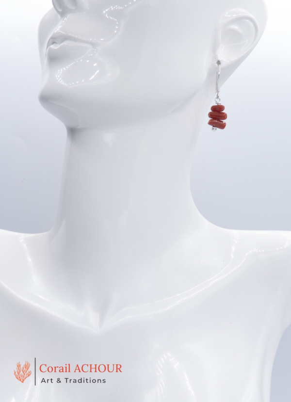 Boucles d'Oreilles en Corail rouge véritable BO 001 – Image 5