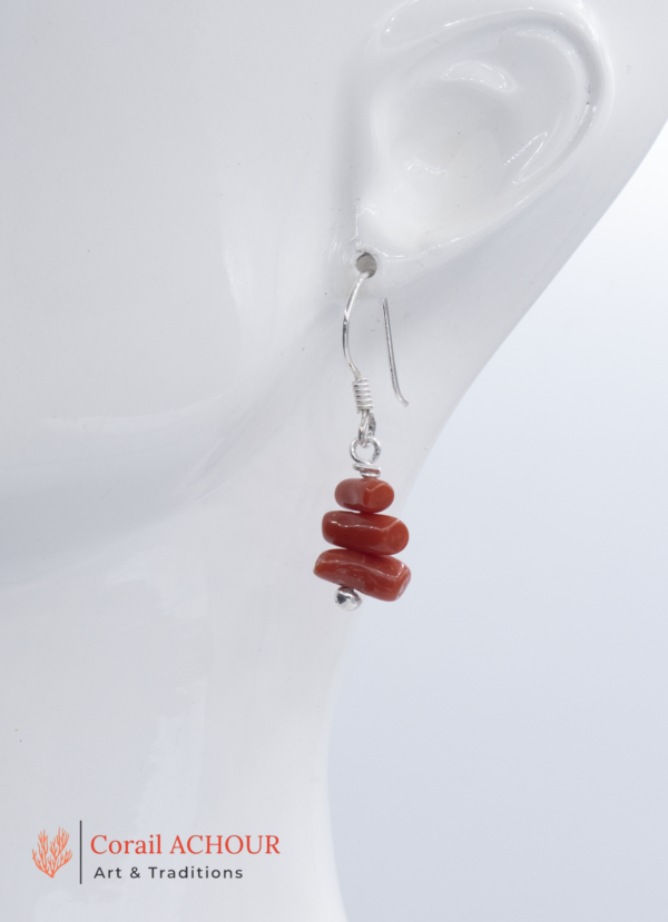 Boucles d'Oreilles en Corail rouge véritable BO 001 – Image 2